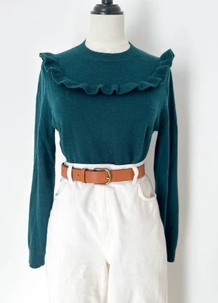 Pull en Laine et Cachemire Sézane Vert Foncé avec Volant Femme - Taille S, marque: Sézane, état: Très bon état, taille: S / 36 / 8, 50,00 €, 53,20 € Protection acheteurs incluse