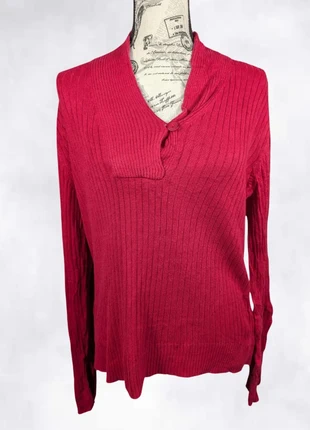 Pull col V boutonné Lauren Ralph Lauren – 100 % coton – rouge framboise – Taille L/XL, brand: Lauren Ralph Lauren, condition: Very good, size: L / 40 / 12, €19.00, €20.65 includes Buyer Protection Pro