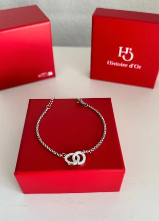 bracelet double boucle pendentif rond cercle orné de strass diamant en acier inoxydable neuf, marke: histoire d'or, zustand: Sehr gut, 17,00 €, 18,55 € beinhaltet Vinted-Käuferschutz Pro