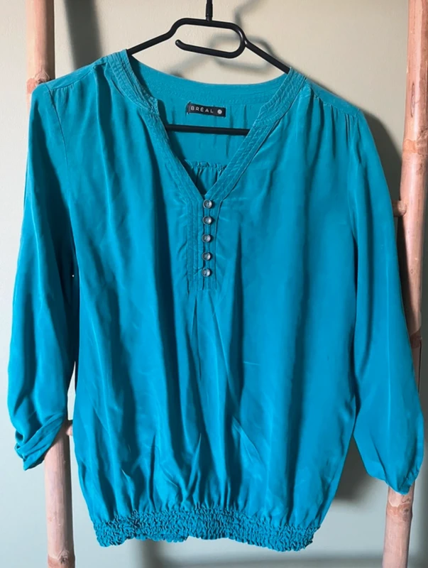 Blouse turquoise Breal taille 38 – manches 3/4 - photo numéro 3
