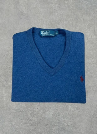 Pull col V bleu Ralph Lauren oversize manches longues logo brodé taille S, merk: Ralph Lauren, staat: Heel goed, maat: S, € 15,00, € 16,45 inclusief Kopersbescherming Pro
