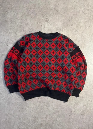 Pull/tricot papy col rond vintage 80/90’s à motif losange style jacquard rouge noir M, marque: Vintage Dressing, état: Très bon état, taille: M, 19,90 €, 21,60 € Protection acheteurs incluse