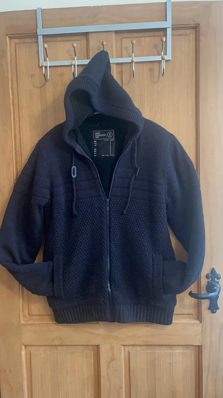 DNM Dissident Fleece Lined Knitted Jumper Full Zip Size M