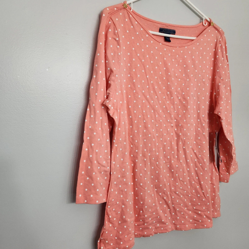 Bandolino 3/4 Sleeve Polka Dot Shirt Large 2