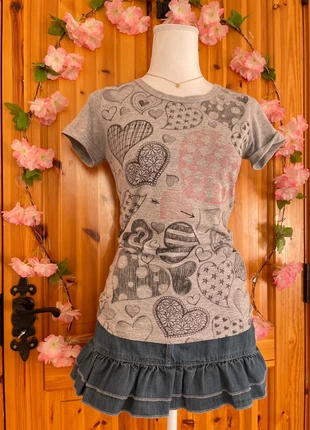 Heart Print Tee | All Over Graphic | Cotton Blend | 472., brand: Cute, condition: Very good, size: S / 36 / 8, €15.00, €16.45 includes Buyer Protection