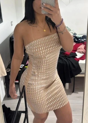 Robe crème pailletée M – Courte, sans bretelles, chic & tendance, marque: marque indépendante, état: Très bon état, taille: M / 38 / 10, 49,00 €, 52,15 € Protection acheteurs incluse