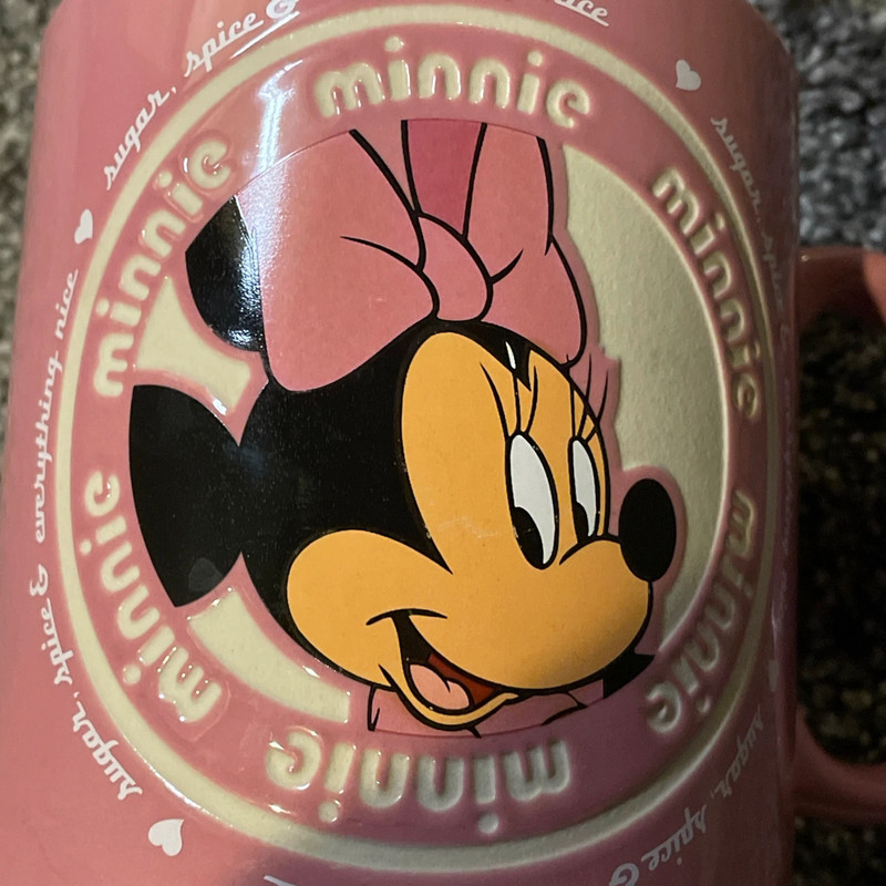 Disney Parks Minnie Mouse Coffee Mug/Cup Pink Sugar Spice Everything Nice 5