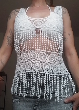 Häkeltop Stricktop Reserved weiß Festival Goa Bohemian Gr M Hippie, marca: Reserved, estado: Bueno, tamaño: M / 38 / 10, 5,00 €, 5,95 € Protección al comprador incluida