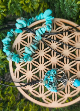 Ensemble collier arbre de vie pierre naturelle howlite, marque: Fait Main, état: Neuf avec étiquette, 18,00 €, 19,60 € Protection acheteurs incluse