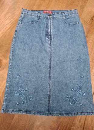 Y2K vintage denim midirok, M/38, marque: Vintage Dressing, état: Très bon état, taille: M / 38 / 10, 5,50 €, 6,48 € Protection acheteurs incluse
