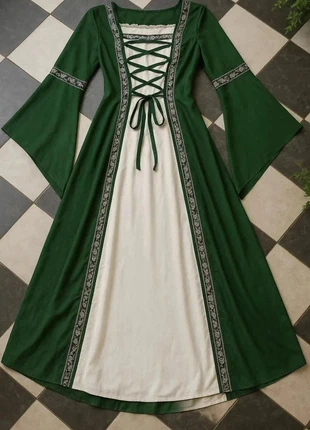 Robe Longue Médiévale Verte & Crème – Féérique / Bohème Chic / Renaissance, marke: Émeraude Enchantée, zustand: Sehr gut, größe: M / 38 / 10, 59,99 €, 63,69 € beinhaltet Vinted-Käuferschutz Pro