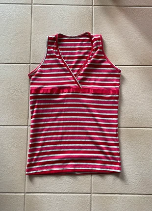 Amazing vintage y2k red pink cute striped top halter tshirt, merk: Skunkfunk, staat: Heel goed, maat: XS / 34 / 6, € 7,75, € 8,84 inclusief Kopersbescherming