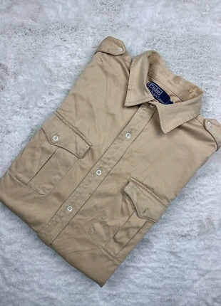c44. Chemise beige à poches L – Polo Ralph Lauren, merk: Ralph Lauren, staat: Heel goed, maat: L, € 30,00, € 32,20 inclusief Kopersbescherming