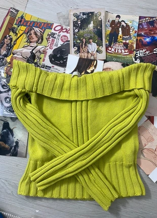 Off The Shoulder Crop Green Sweater, brand: unknown, condition: Very good, size: S / UK 8-10, £3.00, £3.85 includes Buyer Protection