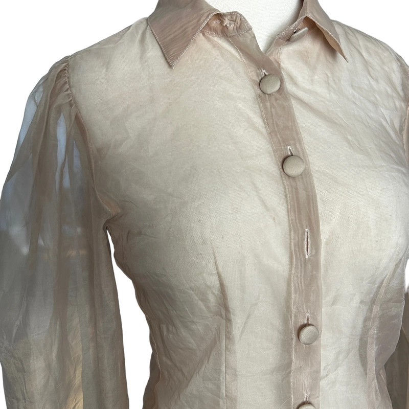 Most of All Women’s Sheer Peach Button Up Blouse S 2