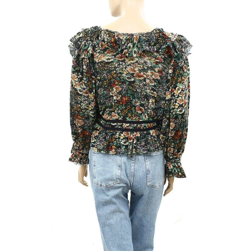 Free People Rudi Floral Printed Ruffle Cropped Top Blouse Bohemian S NWT 253188 3