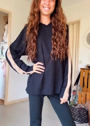 Timberland - Pull noir bandes beige sur les manches longues T S 36 sweatshirt oversized vintage, brand: Timberland, condizioni: Nuovo senza cartellino, taglia: S, €13.50, €14.88 include la Protezione acquisti