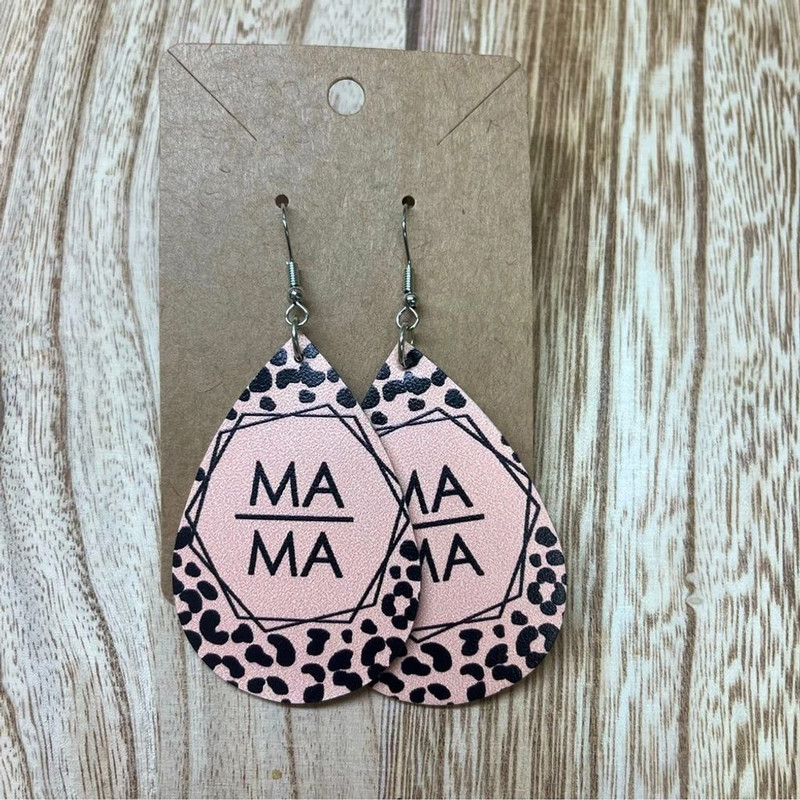 Faux Leather Drop Earring- mama