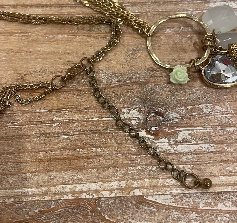 Vintage Gold Tone Heart Key Tassel Chain Long Pendant Statement Necklace 4