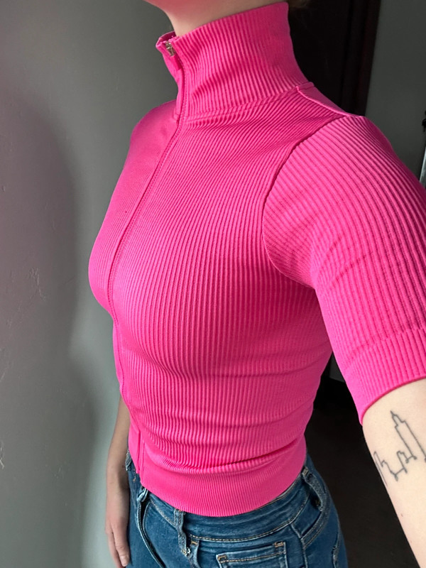 Hot Pink short sleeve Sport Hoodie 2