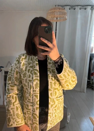 Kimono matelassée Zara 13/14 ans - Blanc & vert motifs géométriques, brand: Zara, condition: Very good, size: S / 36 / 8, €15.00, €16.45 includes Buyer Protection