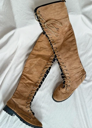 Wildleder Schnürboots Overknees Camel Hellbraun Blockabsatz Gr. 38 Damen 🤎, merk: Rieker, staat: Heel goed, maat: 38.5, € 19,50, € 21,18 inclusief Kopersbescherming