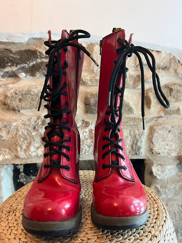 Dr Martens Diva Dee Darcie Rare Red heeled patent leather court boots UK5