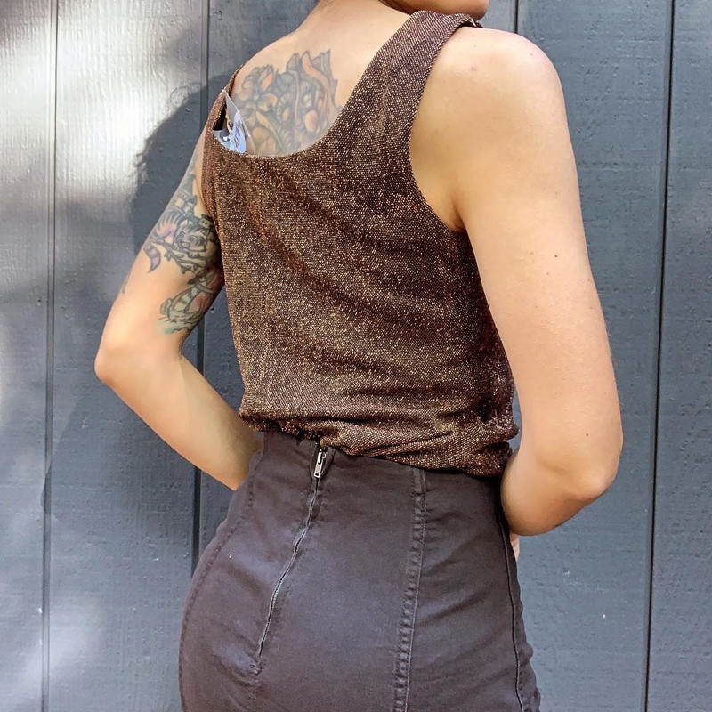 Vintage Onyx Nite copper sparkle sleeveless top 4