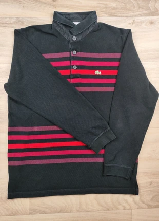 Polo/Tee-shirt manche longue col ras de cou avec boutons , Lacoste, noir/multicolor, taille M homme, marque: Lacoste, état: Très bon état, taille: M, 17,00 €, 18,55 € Protection acheteurs incluse