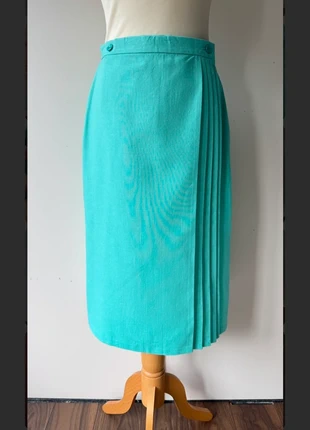 Vintage Emerald Green Midi Skirt High Waist 36 38 - Cotton Blend - Elegant Classic Parisian Style, merk: Vintage Dressing, staat: Heel goed, maat: M / 38 / 10, € 19,00, € 20,65 inclusief Kopersbescherming Pro