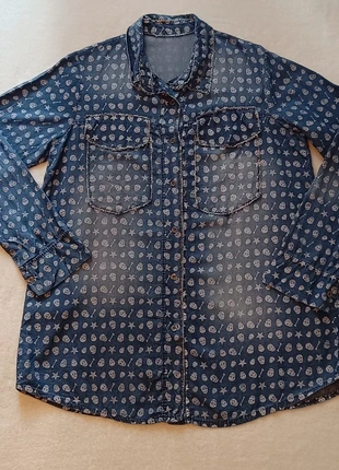 Chemise style jean longue tête de mort tendance 🛼, marke: Made In Italy, zustand: Sehr gut, größe: Einheitsgröße, 7,00 €, 8,05 € inklusive Vinted-Käuferschutz