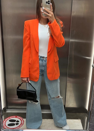 Orange blazer store zara