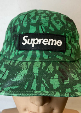 Supreme Box Logo Camp Cap 5 Side Box Logo Satin Digi Camo Green