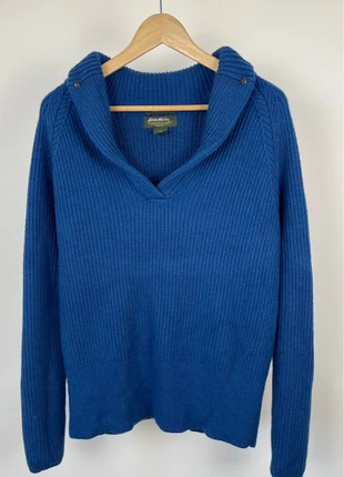 Pull Col Tombant Eddie Bauer – Bleu – 100% Laine Mérinos – Taille XL, marke: Eddie Bauer, zustand: Sehr gut, größe: XL / 42 / 14, 33,00 €, 35,35 € inklusive Vinted-Käuferschutz
