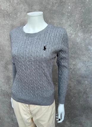 Pull Torsadé Ralph Lauren Gris - Cavalier Noir - Taille M, merk: Ralph Lauren, staat: Heel goed, maat: M / 38 / 10, € 59,90, € 63,60 inclusief Kopersbescherming