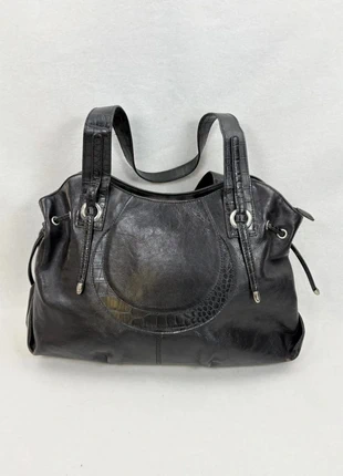 Sac cabas Y2K Vintage noir effet cuir grainé et croco – 33 cm, brand: Vintage Dressing, condizioni: Ottime, €34.90, €37.35 include la Protezione acquisti Pro