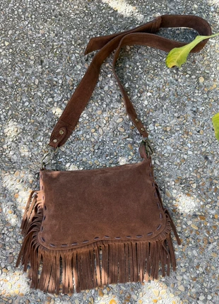 🟤 Sac Bandoulière à Franges en Daim Marron – Élégance Italienne 🇮🇹, brand: The Genuine Leather, condition: Very good, €42.00, €44.80 includes Buyer Protection Pro