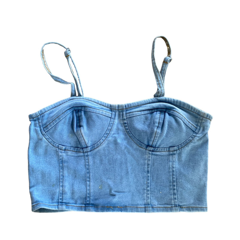 Thrill Jeans juniors cami cropped top with adjustable straps light-washed size M 1