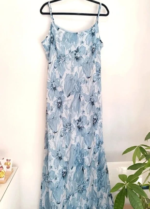 Robe longue à bretelles fleurie bleue, estado: Muy bueno, tamaño: XXXL / 46 / 18, 18,00 €, 19,60 € Protección al comprador Pro incluida