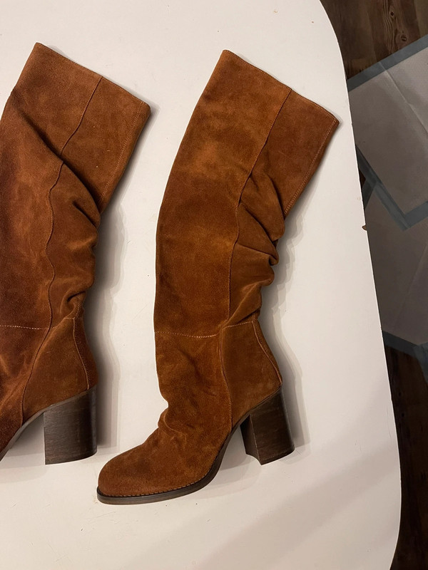 Free People Size 7.5 Elle Cognac Suede Slouch Boots 3