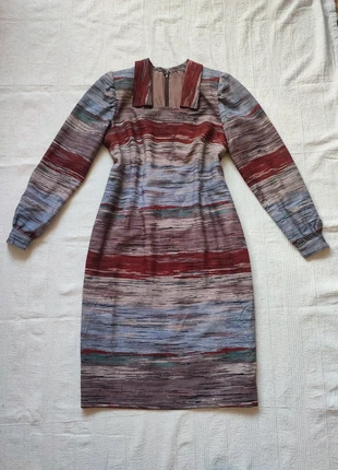 Abito fantasia a righe vestito lungo autunnale artistico vintage handmade midi dress, marke: Vintage, zustand: Sehr gut, größe: XL / 42 / 14, 9,00 €, 10,15 € inklusive Vinted-Käuferschutz