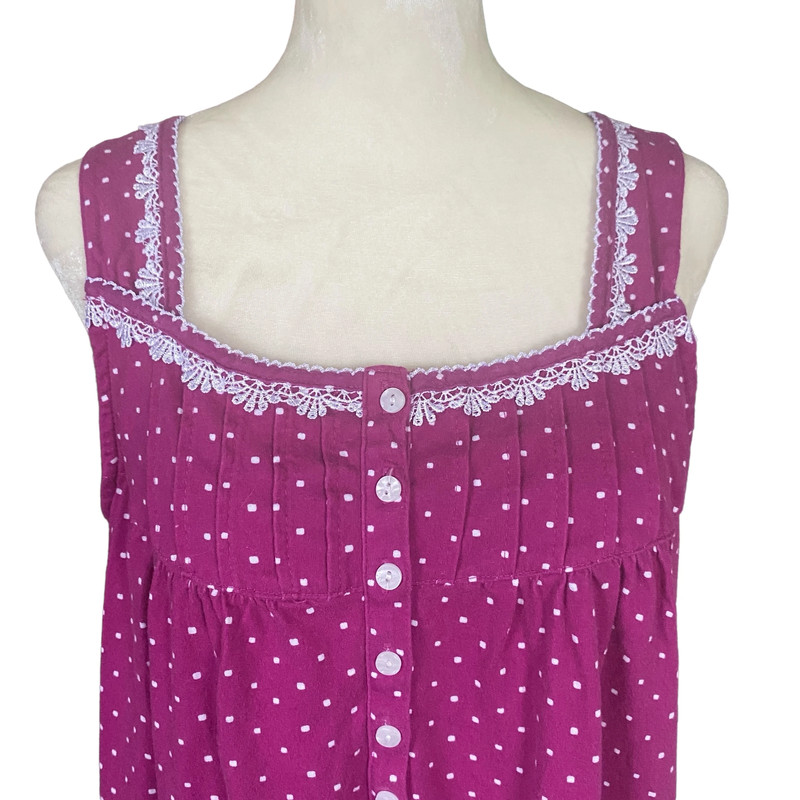 Aria Collection women's L 12-14 pink polka dot tank style nightgown sleepwear 5