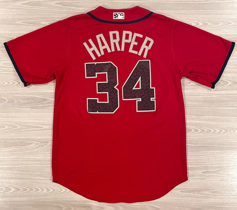 Majestic Bryce Harper #34 Red Baseball Patriotic USA Jersey Men’s Size Medium 1