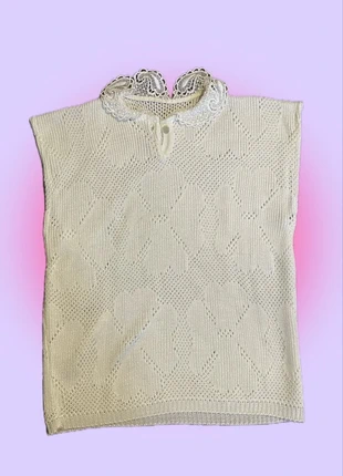 Pull tricoté en maille sans manche blanche, marca: Vintage Chic, estado: Muito bom, tamanho: Tamanho único, €2.00, €2.80 inclui Proteção do Comprador