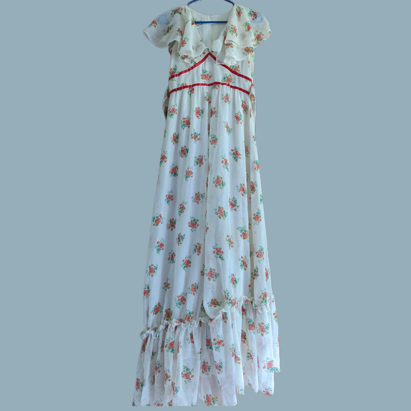 60s - 70s Vintage Prairie Dress *Flawed*