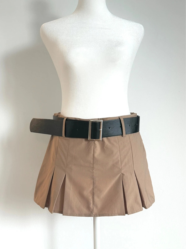 SHEIN Khaki Brown Mini Skirt with Belt 1