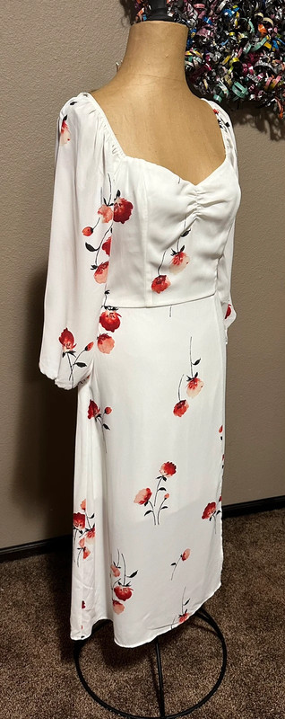 Rixxi White Floral Summer Dress, 3/4 Sleeve, Large NWT 2