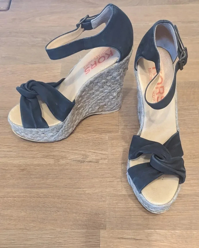 Michael Kors Ladies Black Brown Wedge Sandals Size 8 Vinted