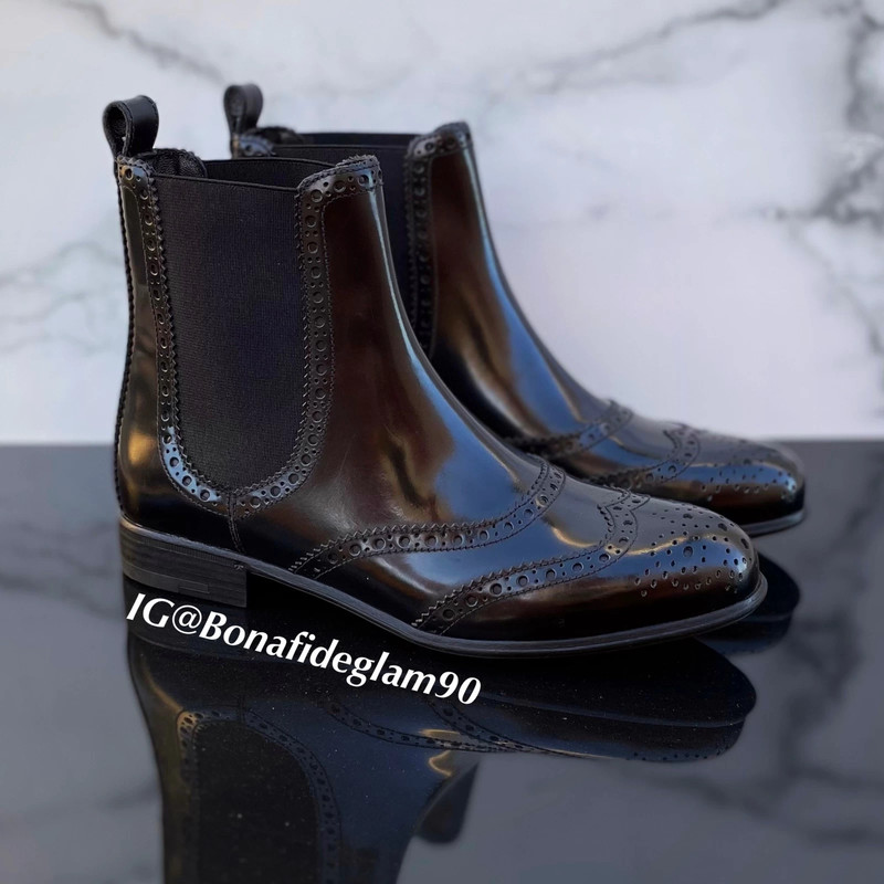 Patent brogue ankle boots deals