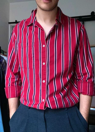 Chemise rayée à manches longues - Rouge - Celio - Taille M, marque: Celio, état: Très bon état, taille: M, 10,00 €, 11,20 € Protection acheteurs incluse